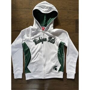 Colosseum Michigan State Spartans Full Zip Hoodie White Green Womens Medium MSU